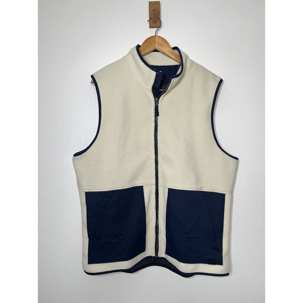 Rhone Full Zip Sherpa Polartec Vest Ivory Blue Men's Size XL
